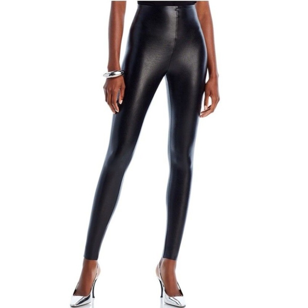 Commando Leggings Womens XL Black Faux Leather High Rise Ankle Pull On Pants